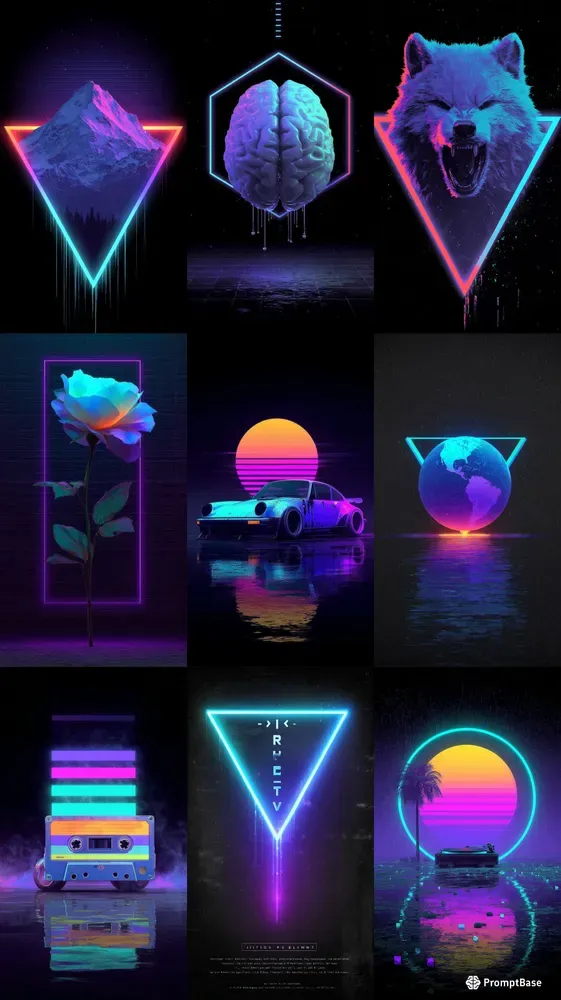 Neon Synthwave Cyberpunk Logos