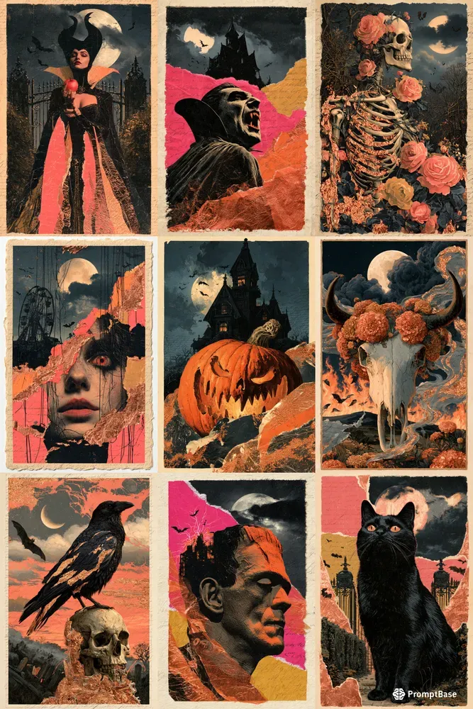 Copper Gothic Horror Ephemera Collages
