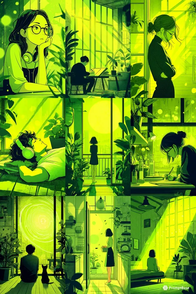 Neon Lime Anime Scenes