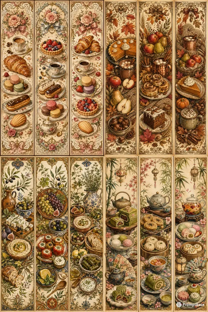 Vintage Food Triptych Art