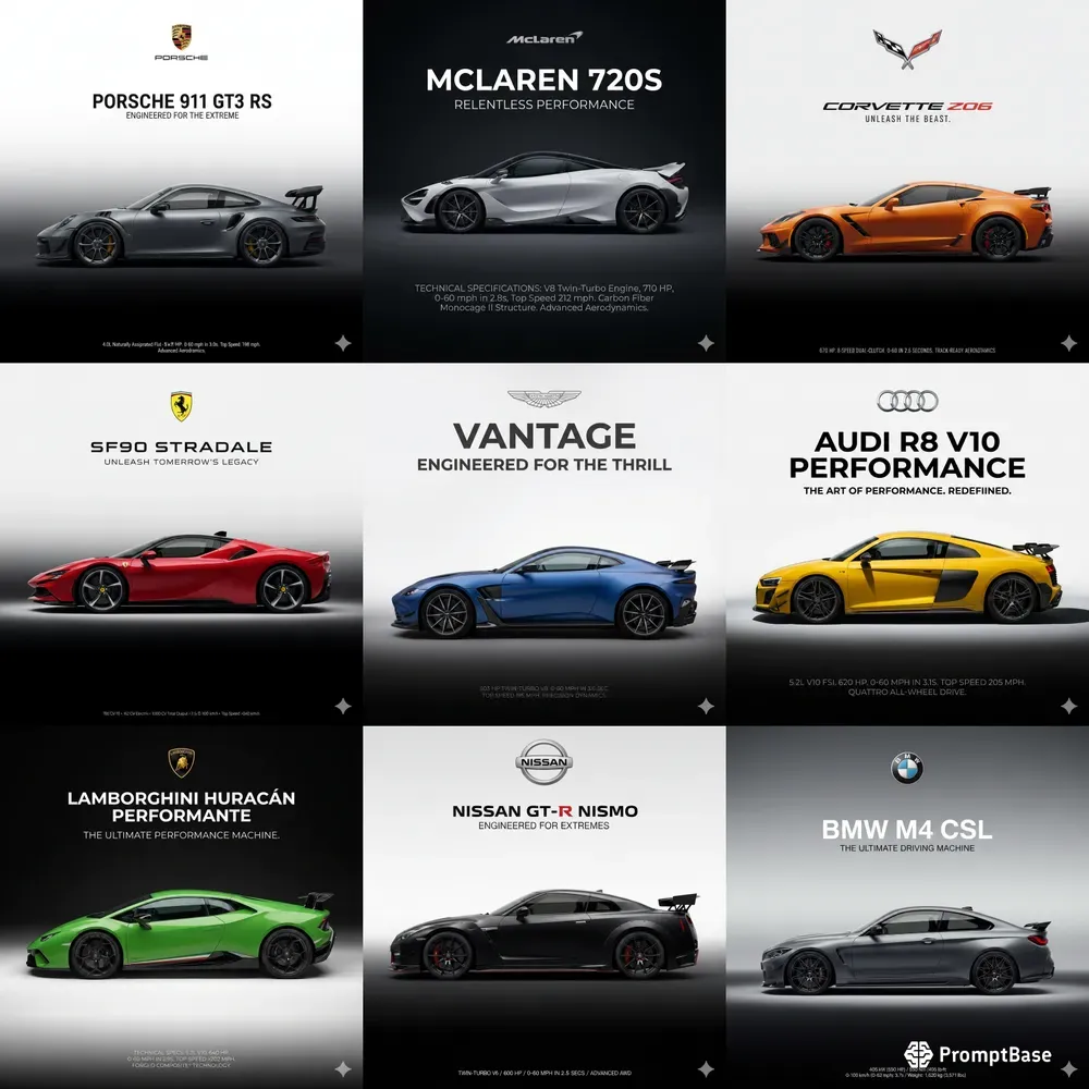 High Performance Sports Car Illustrations
