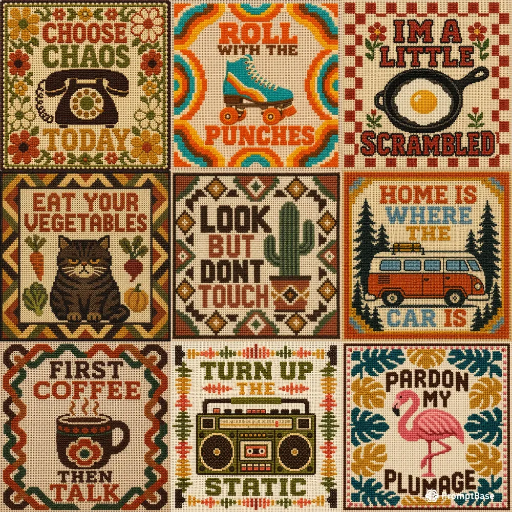 Grandmillennial Needlepoints