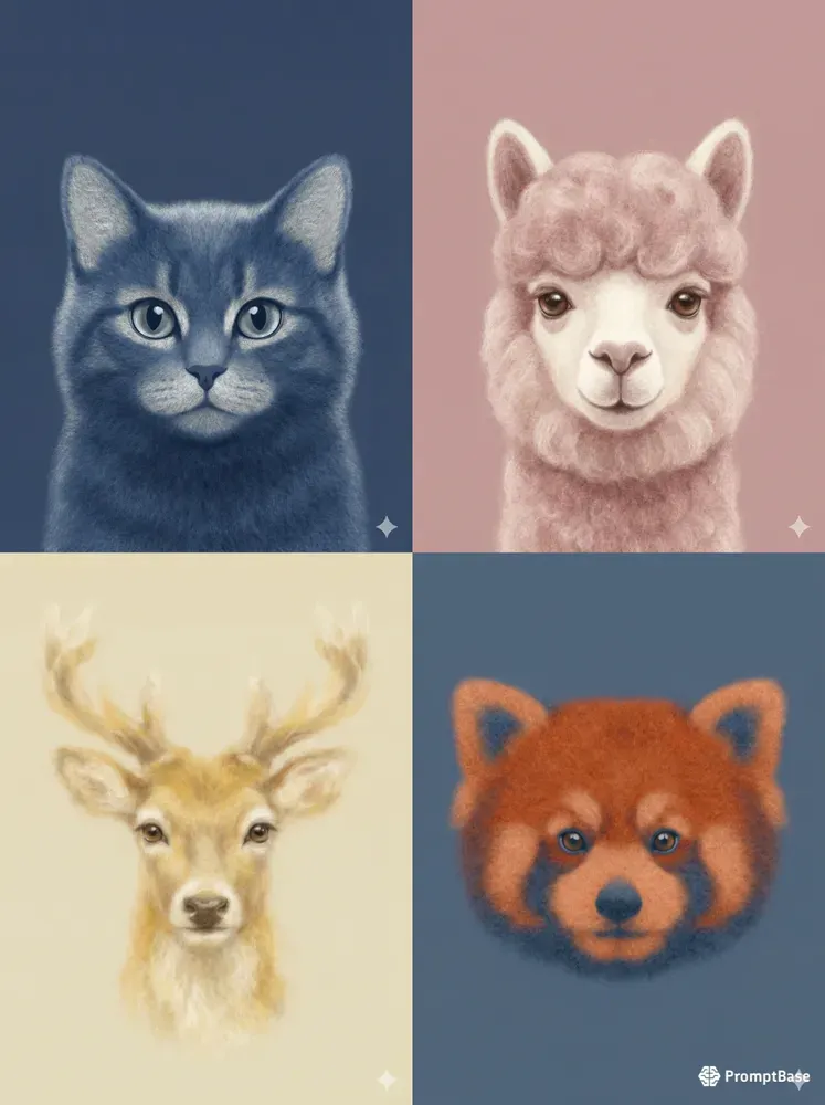 Minimalist Felt Pastel Animal Art