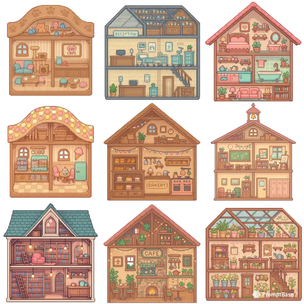 Pixel Art Building Sections