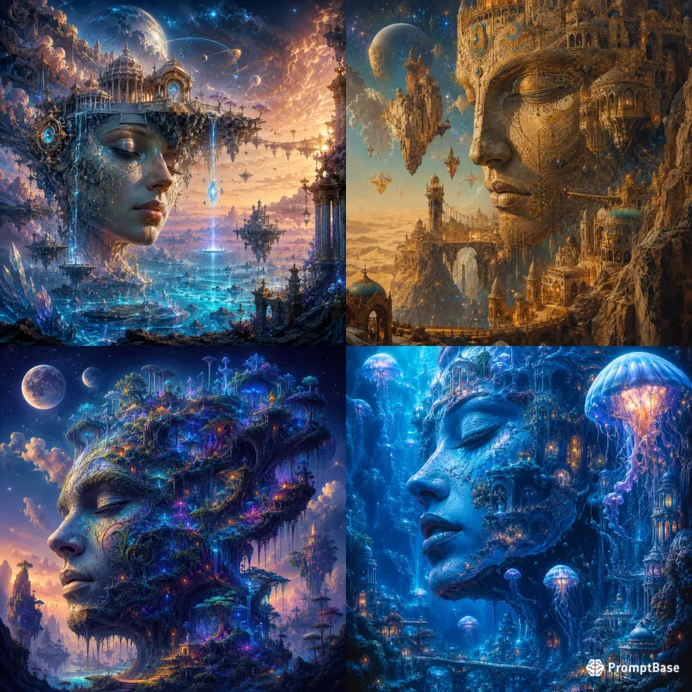 Surreal Cosmic Face Realms