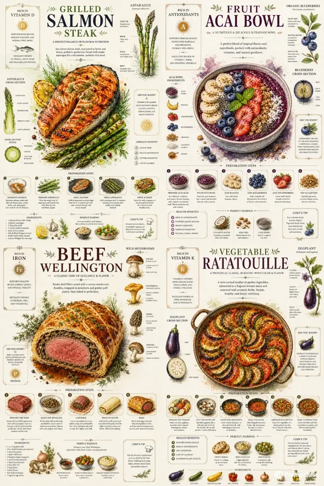 Recipe Book Page Food Infographic Art