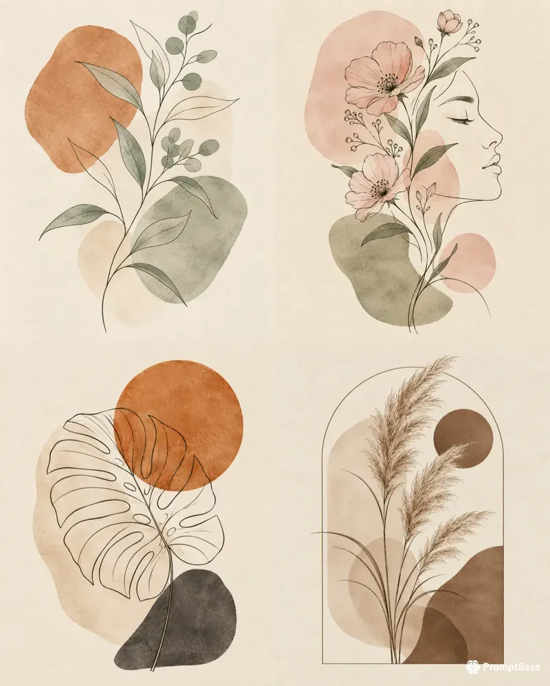 Botanical Line Art Wall Decors