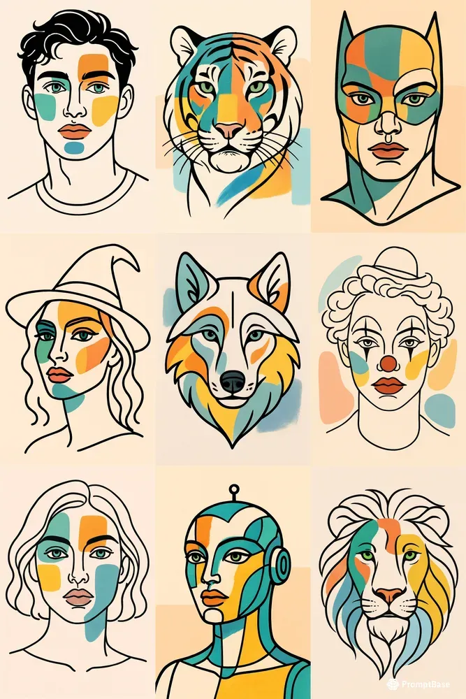 Stylish Line Art Portraits