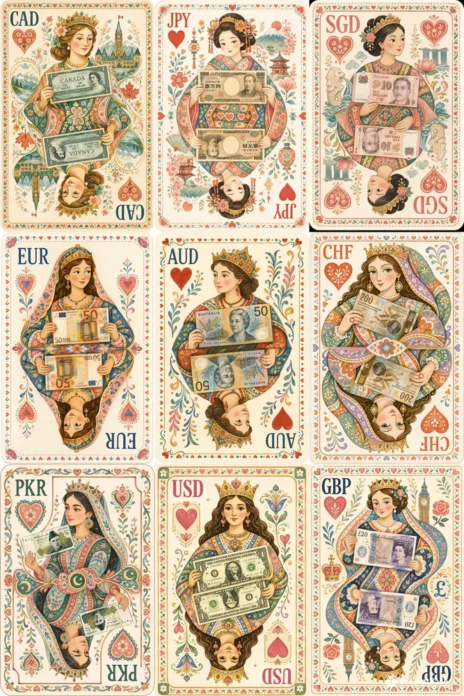Global Currency Playing Card Art Series