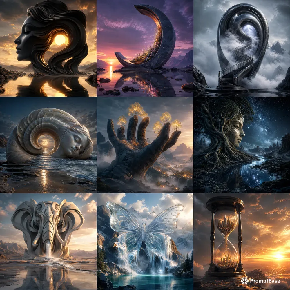 Surreal Sculptural Sunset Worlds