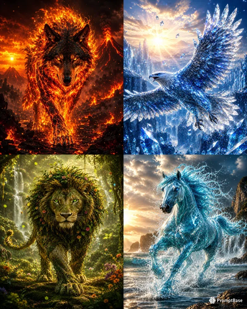 Elemental Fusion Animal Portraits