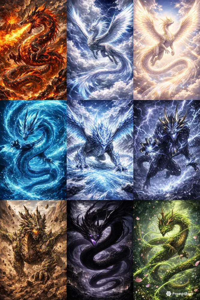 Elemental Anime Dragon Manifestations