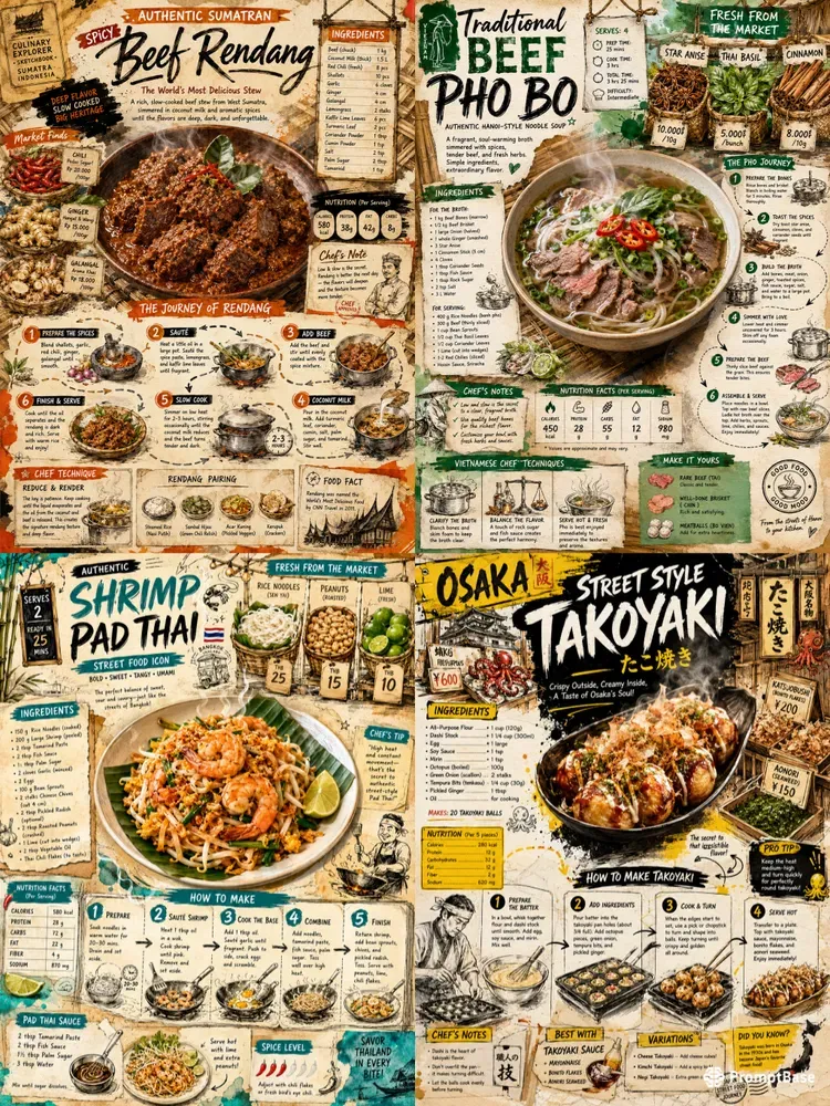 Editorial Asian Style Recipe Layouts