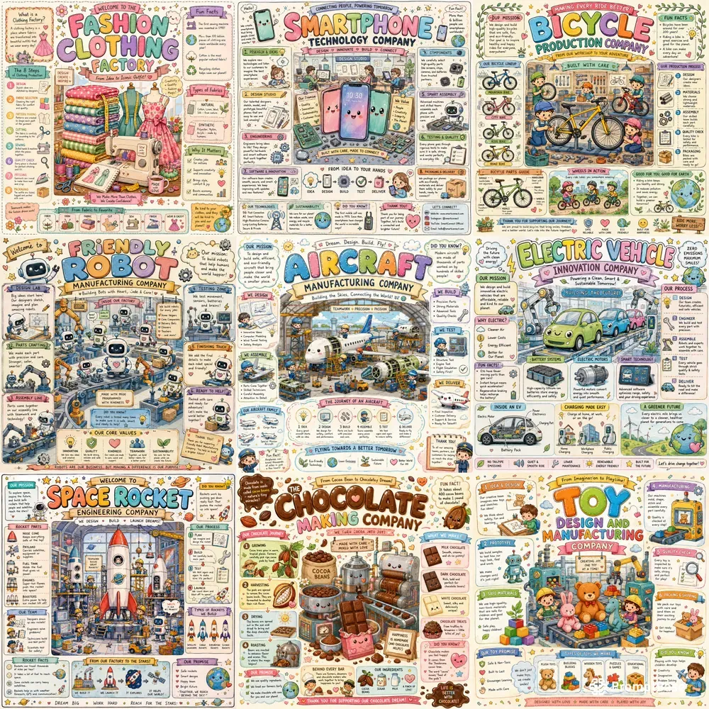 Cute Factory Learning Posters