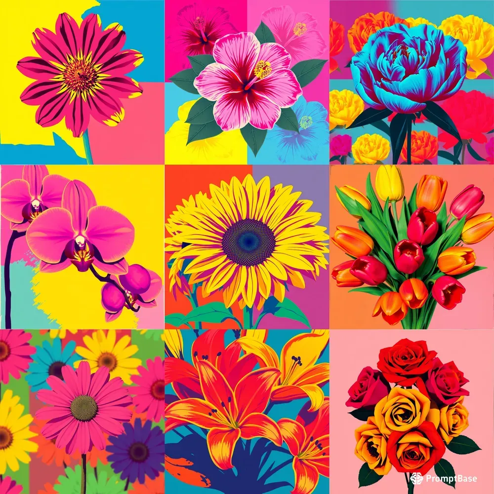 Vibrant Pop Art Floral Patterns