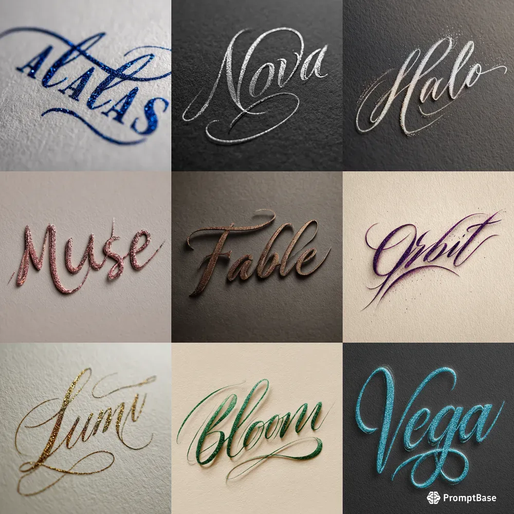Elegant Cursive Glitter Lettering