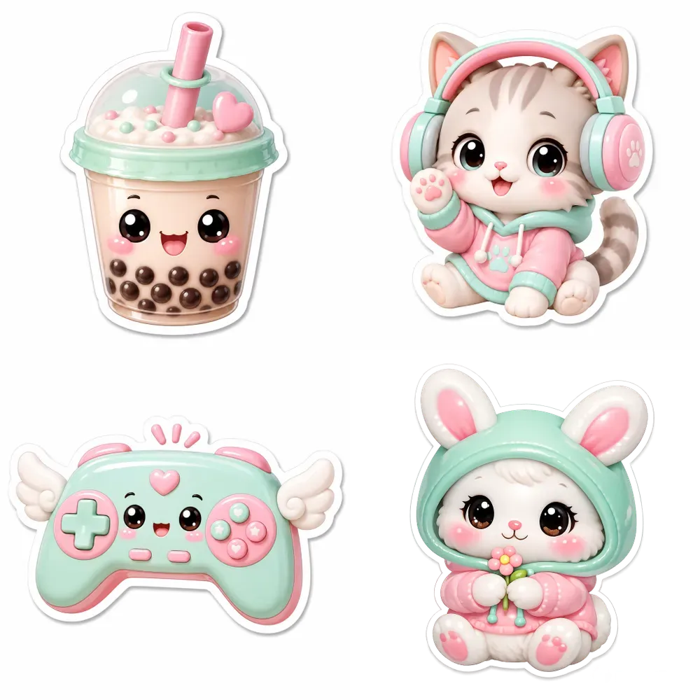 Cute 3D Pastel Stickers
