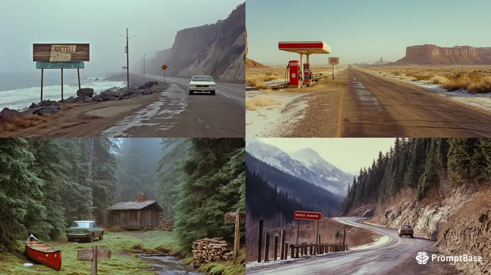 90s 80s Retro Photorealistic Landscapes