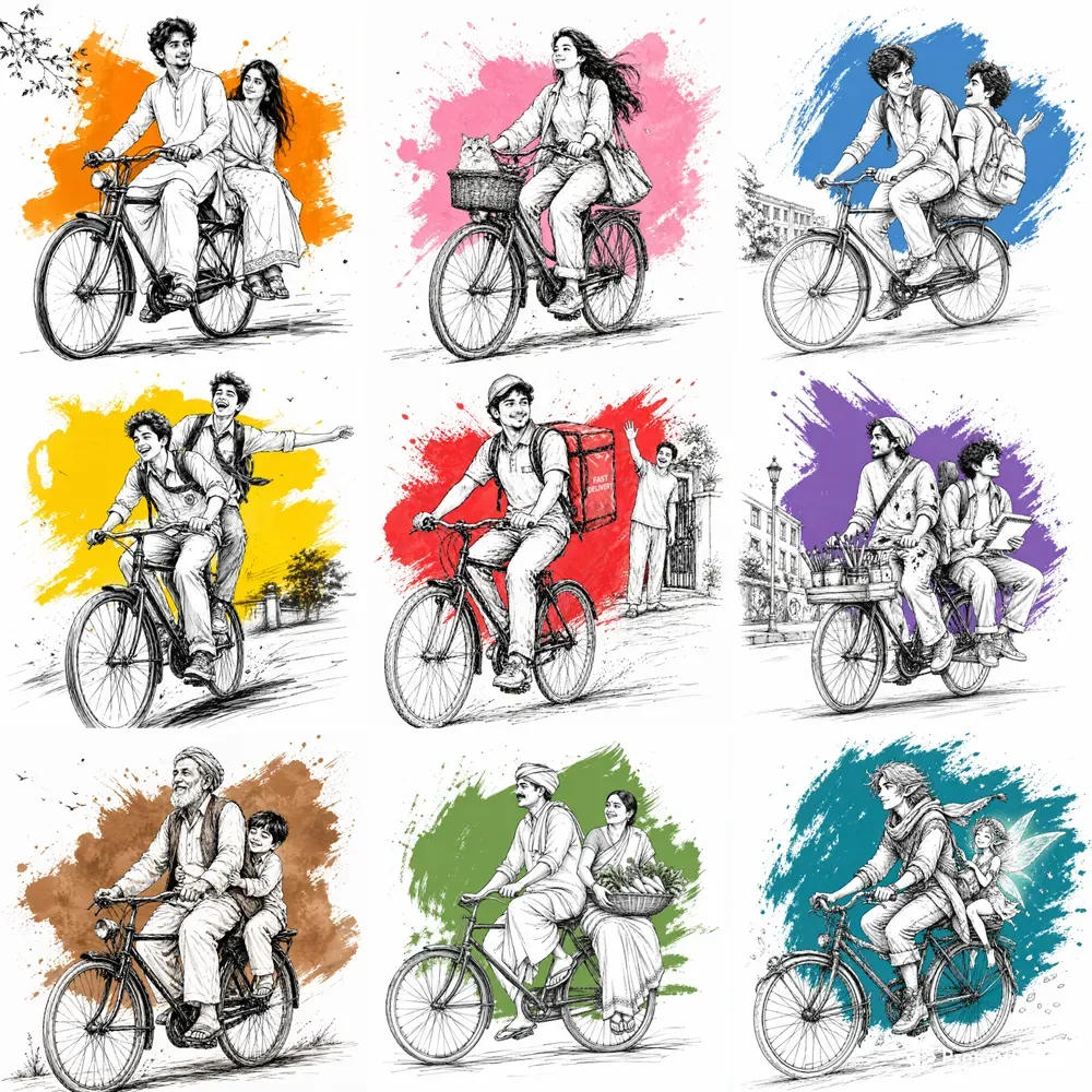 Minimal Storytelling Bicycle Sketches