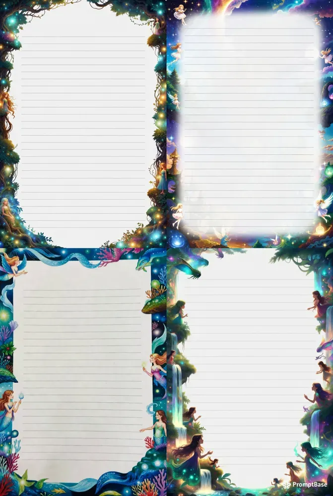 Vertical Fantasy Notebook Pages
