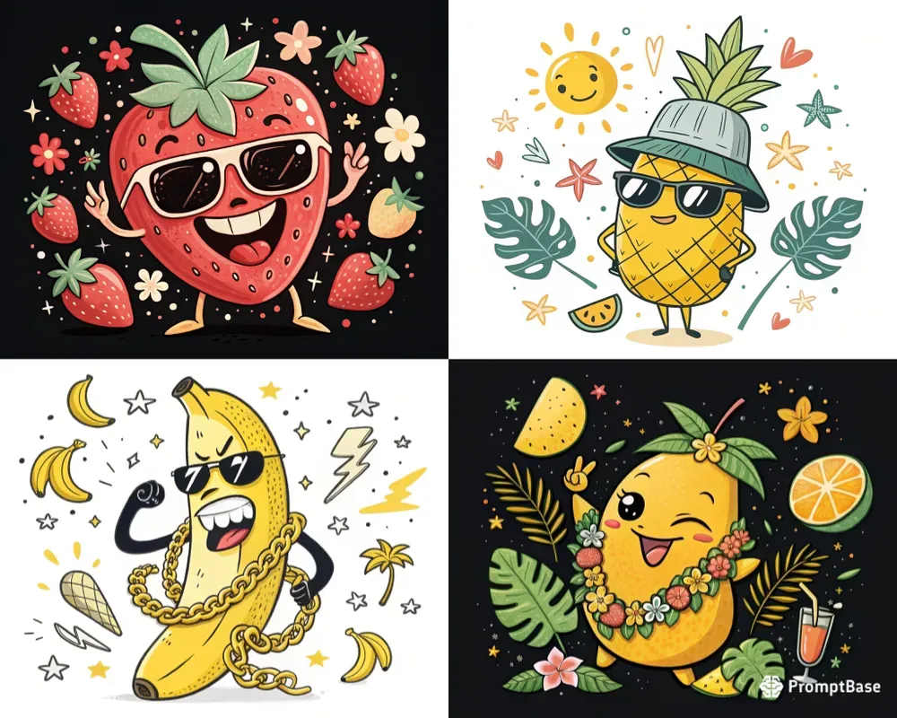 Cute Fruit Character Tshirt Designs