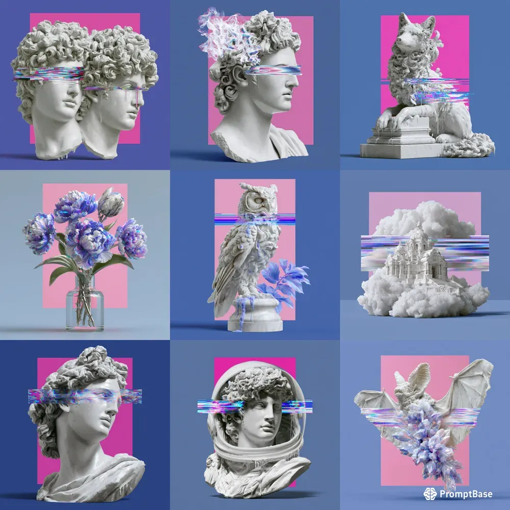 Glitch Greek Statue Art