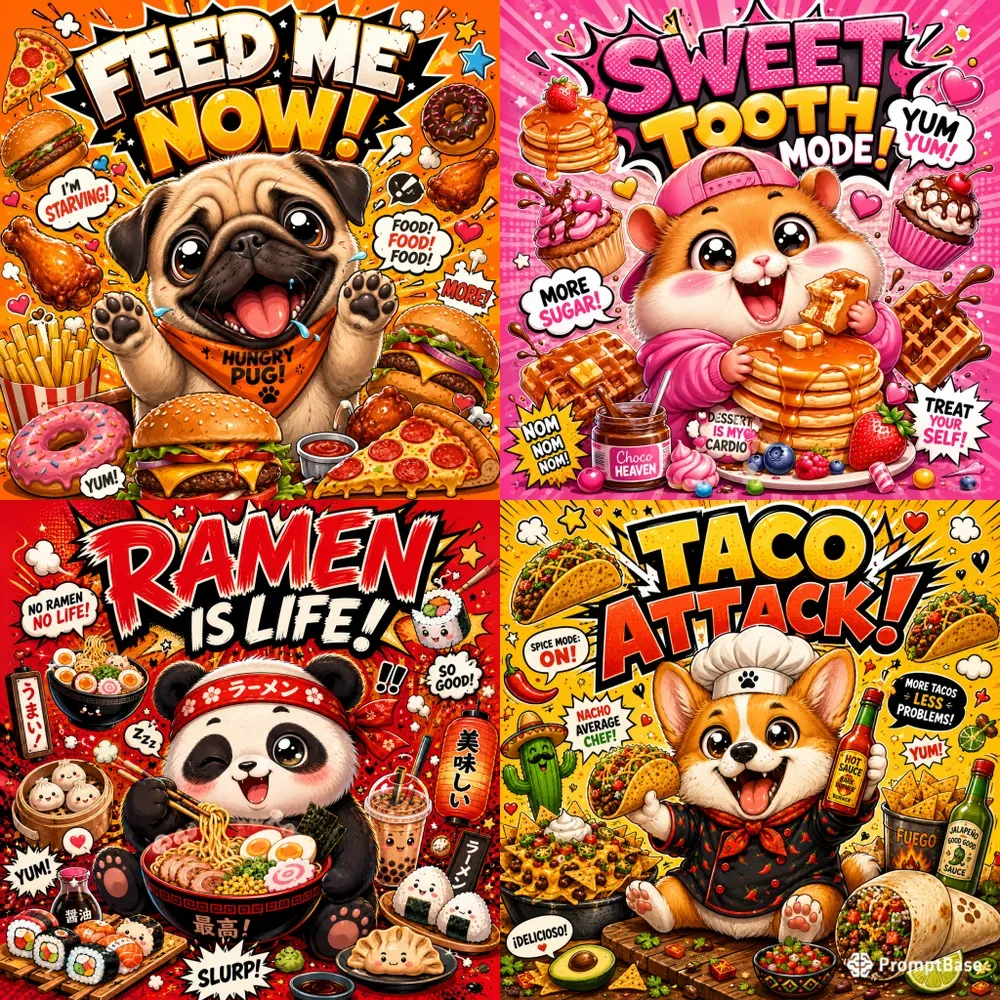 Crazy Cute Foodobsessed Cartoon Animals