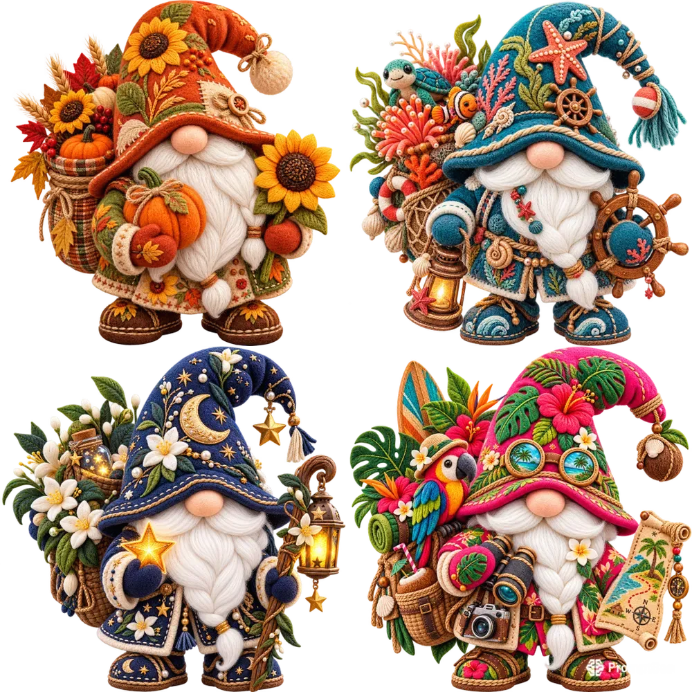 Whimsical Fiber Art Gnome Kids Graphics