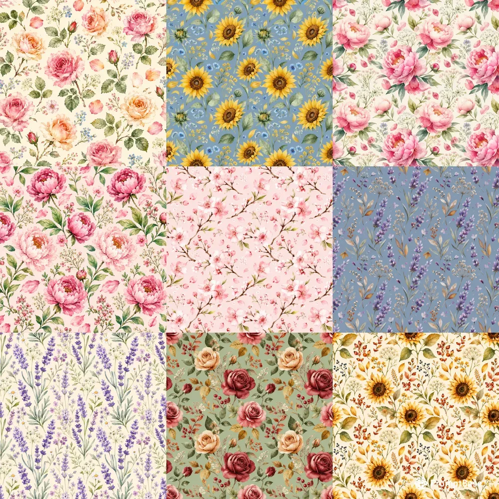 Seamless Botanical Wc Patterns