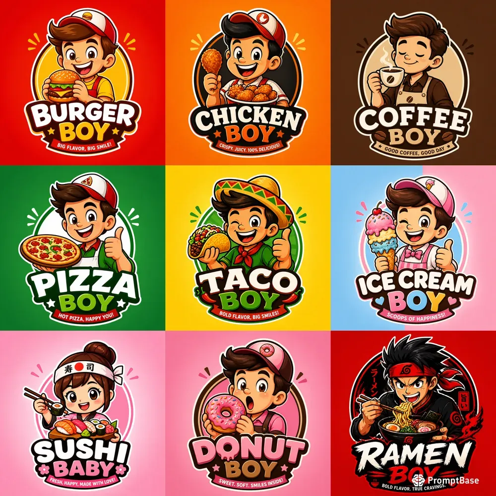 Highconverting Food Mascot Logos