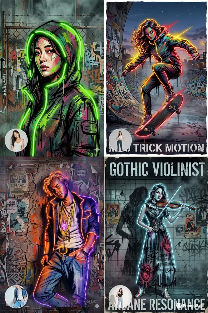 Portrait To Neon Street Art Posters