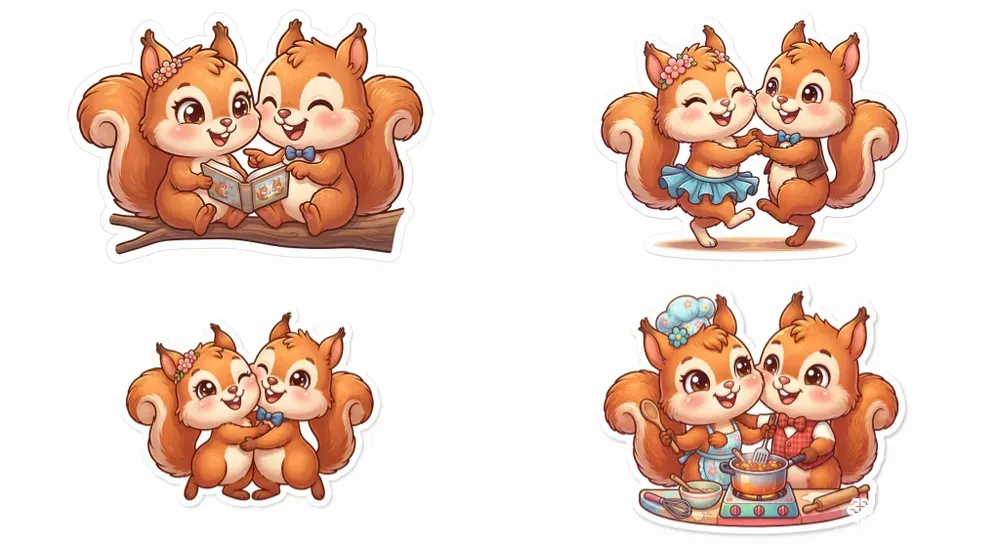 Cute Squirrel Couple Sticker Generator