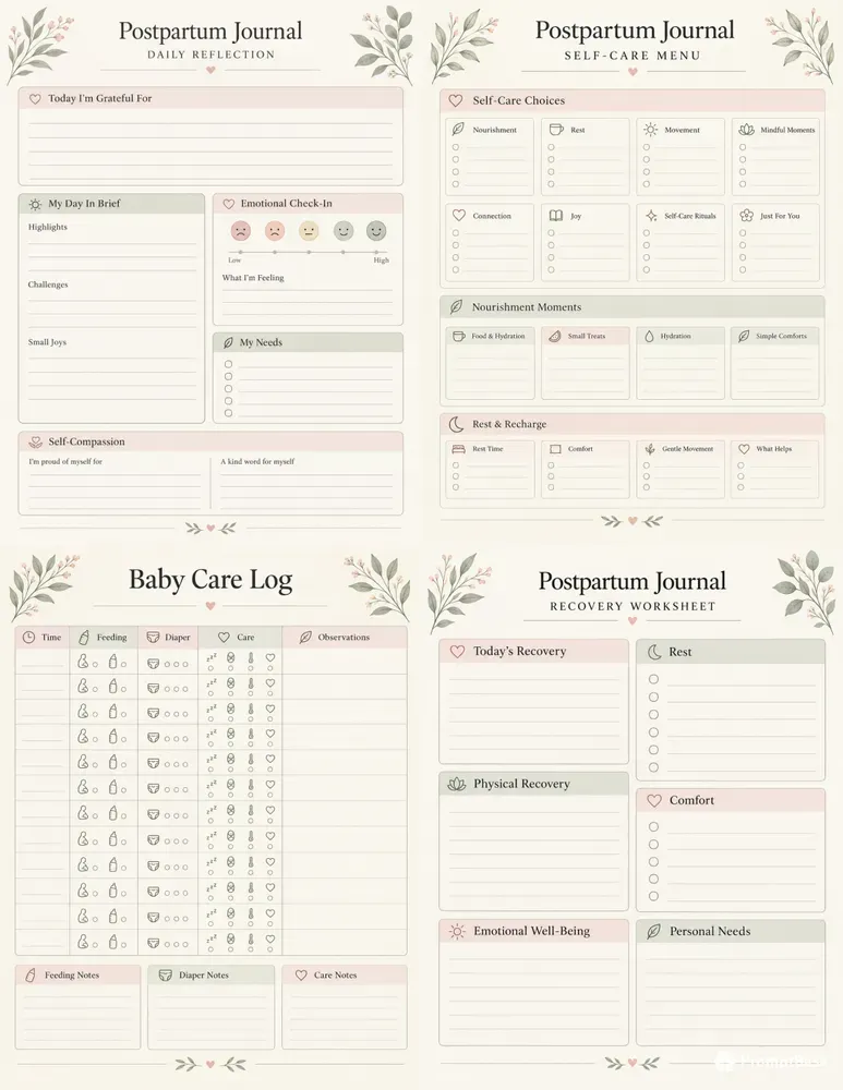 Postpartum Journal Printables