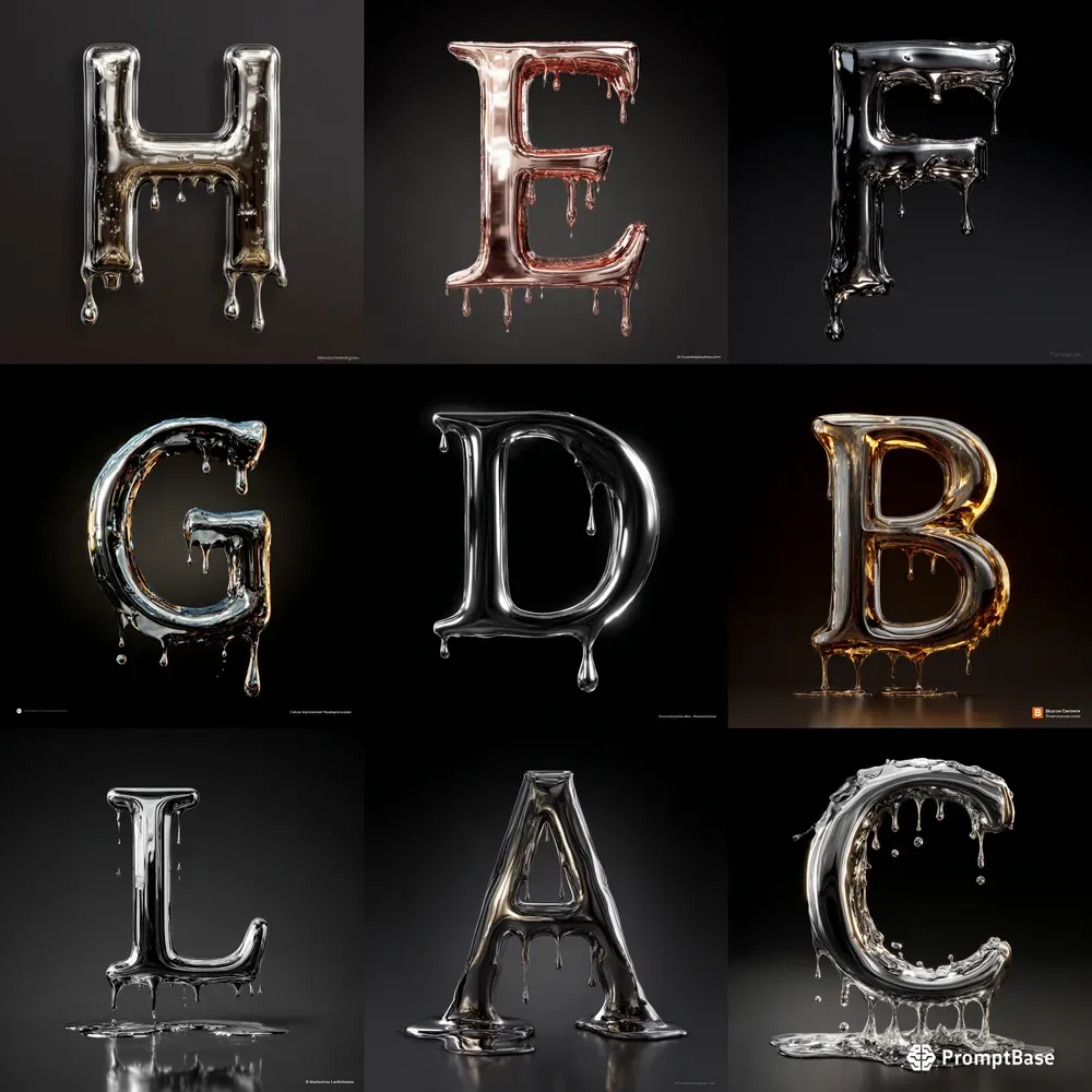Liquid Metal Typography Letters