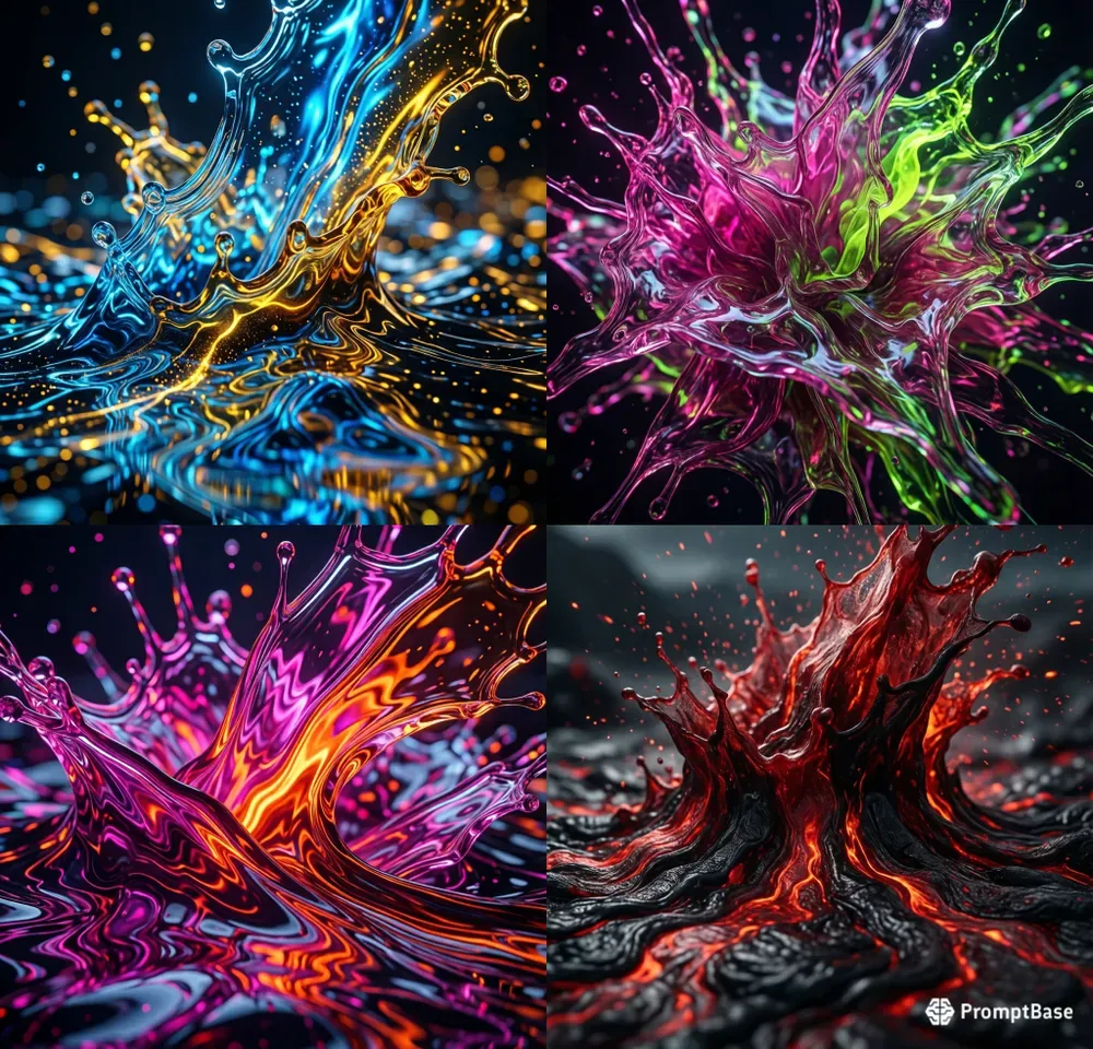 Majestic Neon Fluid Abstract Art