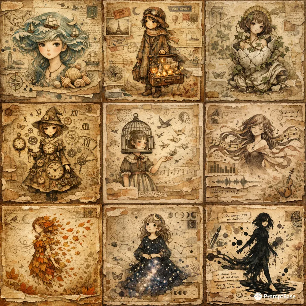 Unique Vintage Junk Journal Characters