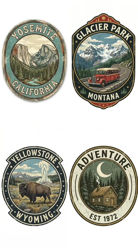 Vintage Outdoor National Park Badges