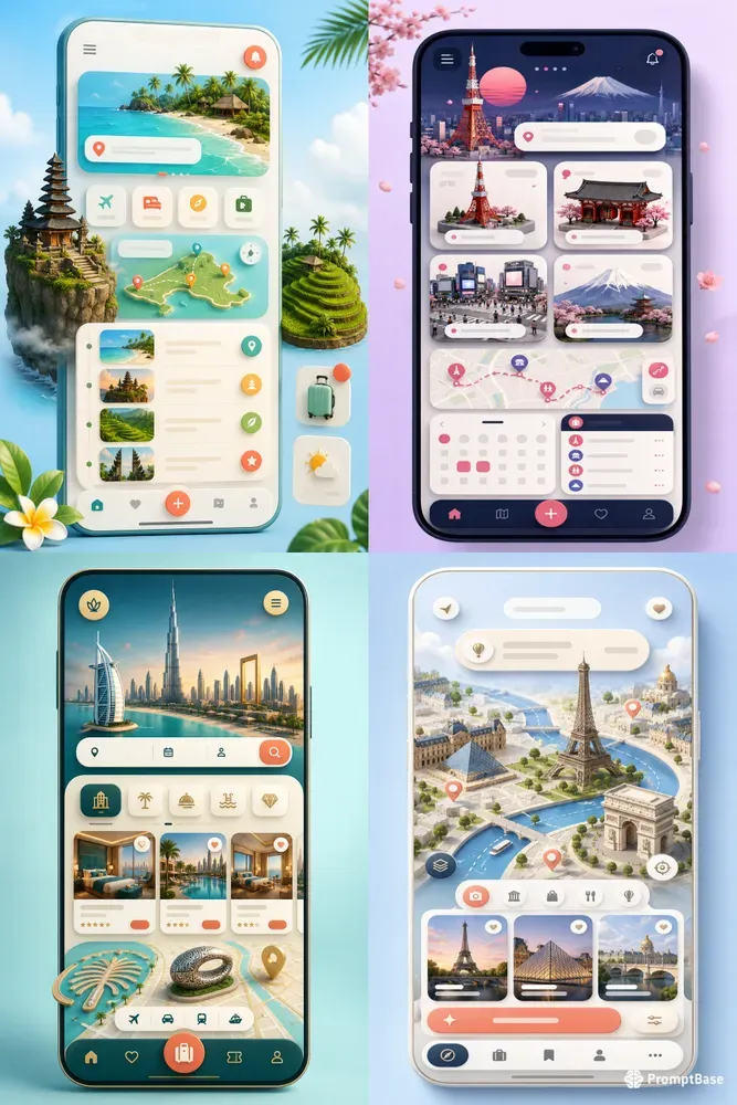 3D Travel App UI Generator