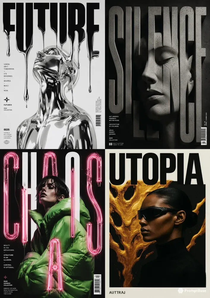 Brutalist Typography Fashion Posters