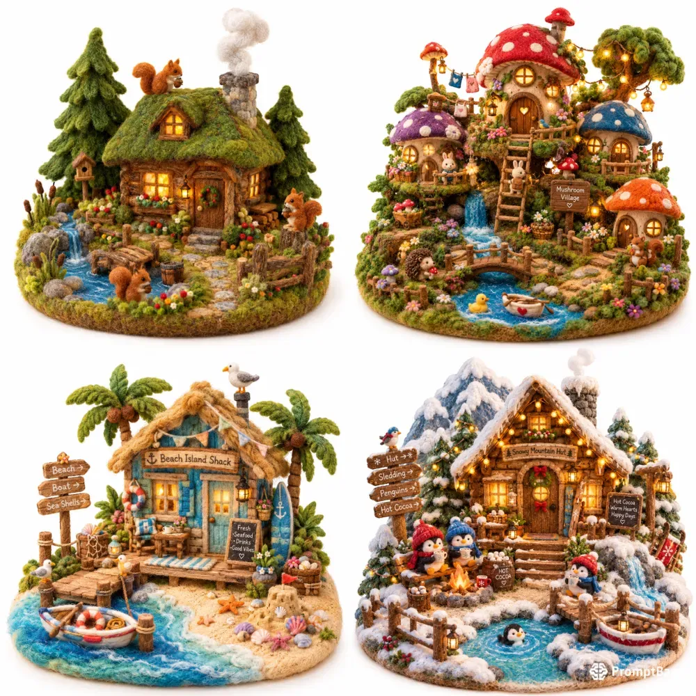 Needle Felted Miniature Dioramas