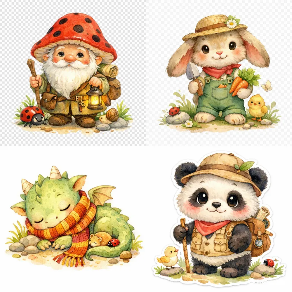Whimsical Watercolor Fantasy Characters