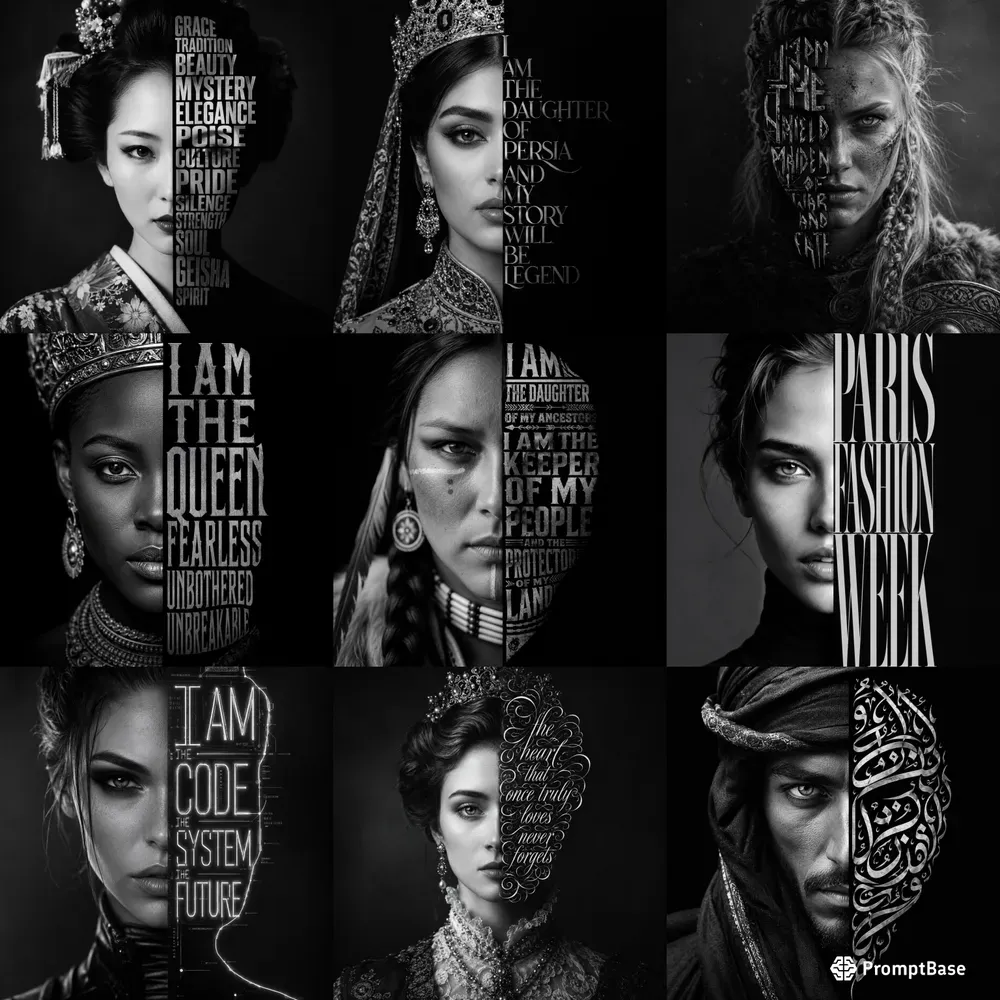 Human Split Typography Portrait Packs