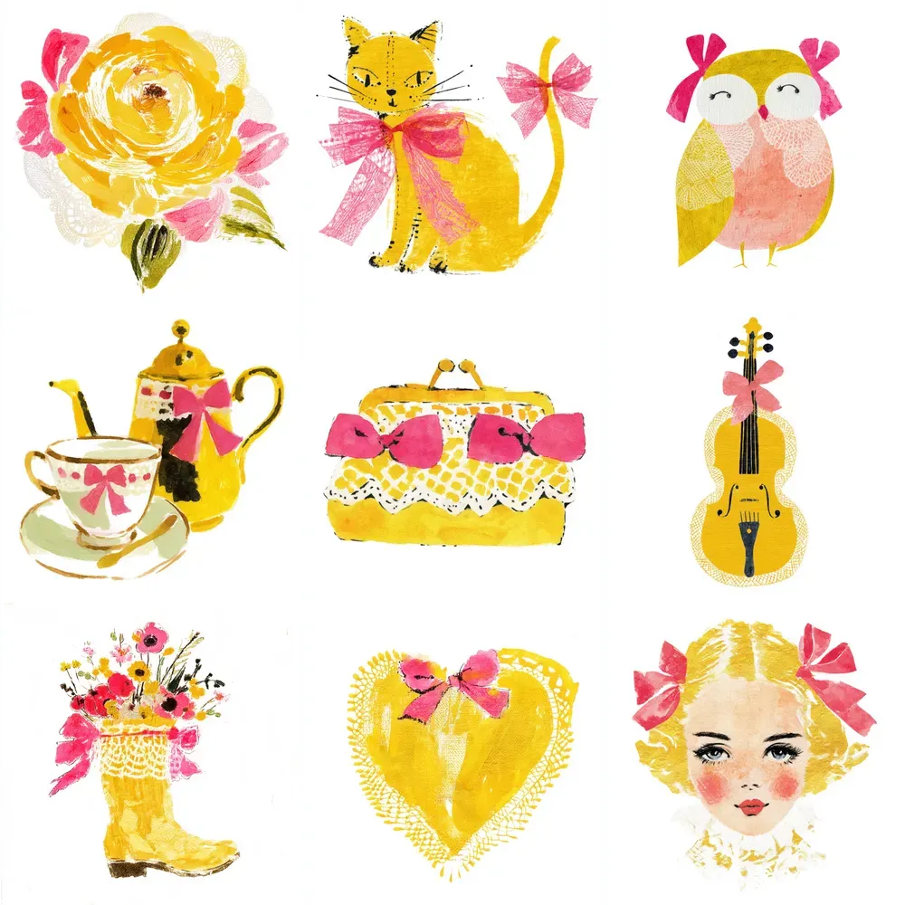 Gold Yellow Coquette Watercolor Cliparts