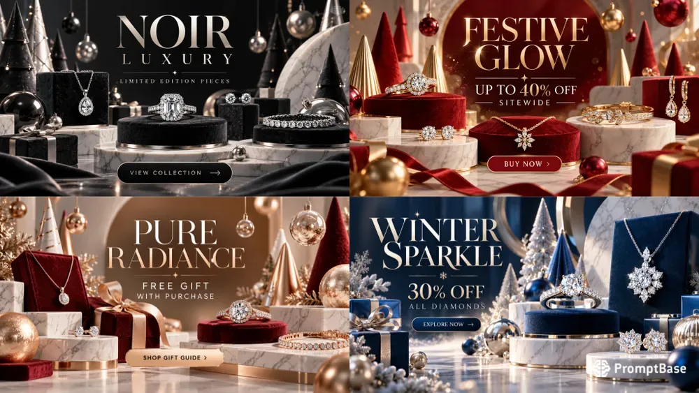 Luxury 3D Christmas Jewelry Banner Ads