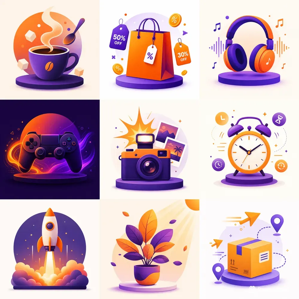 Modern Gradient Flat Icon Sets