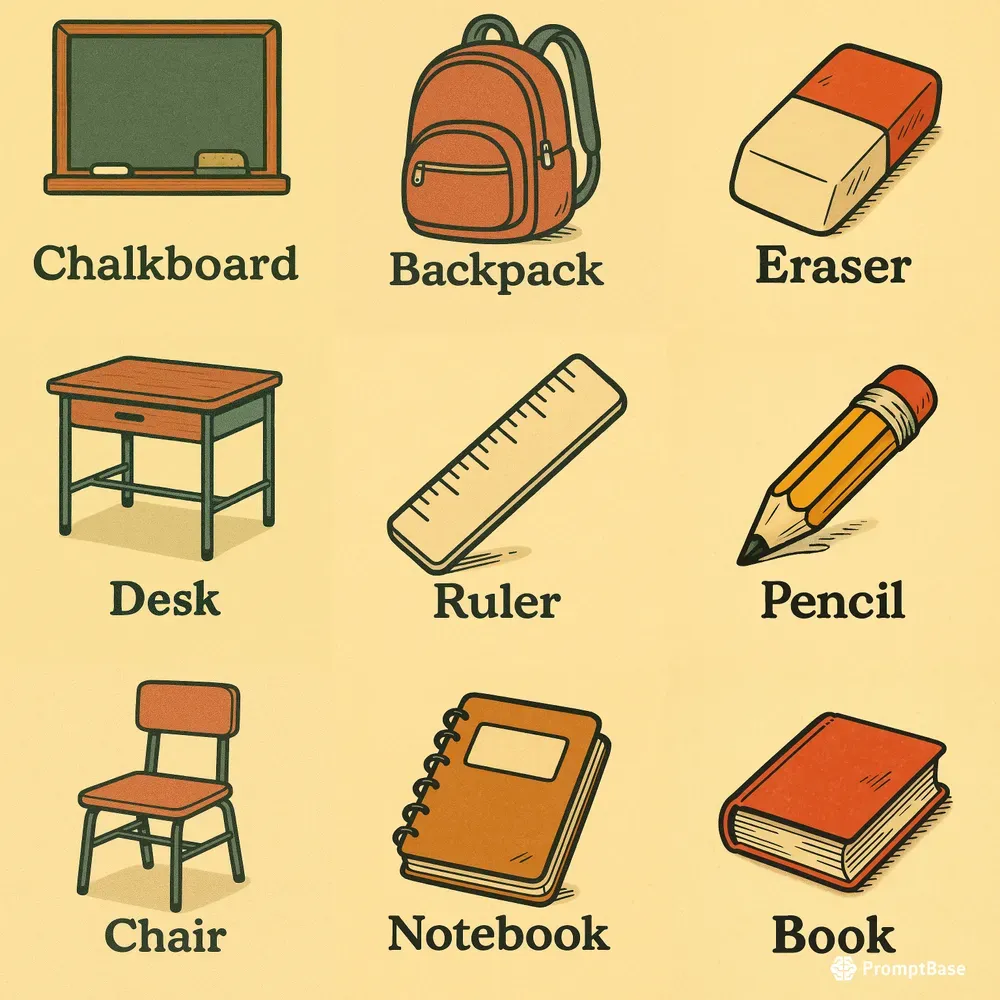 Retro Classroom Objects Flashcards