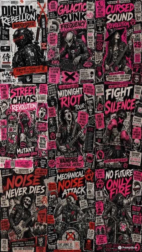 Brutalist Punk Poster Collection Sets