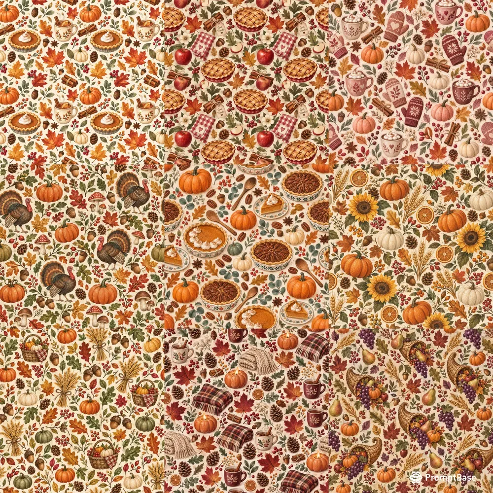 Cozy Thanksgiving Seamless Patterns