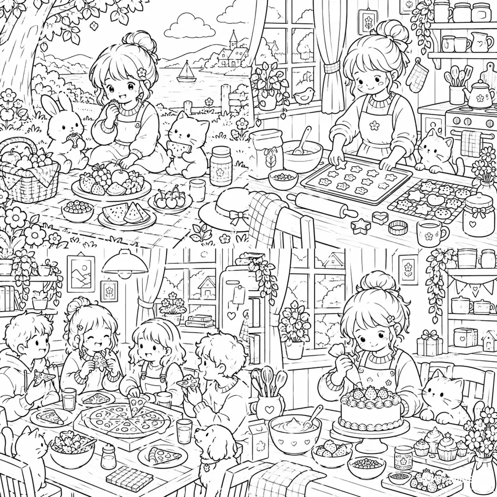 Food Cozy Moments Coloring Book Pages