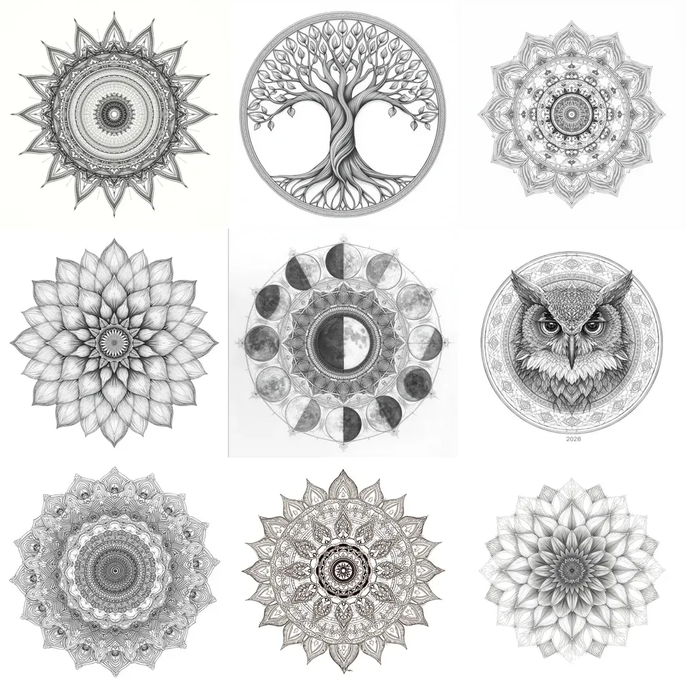 High Detail Mandala Pencil Sketches